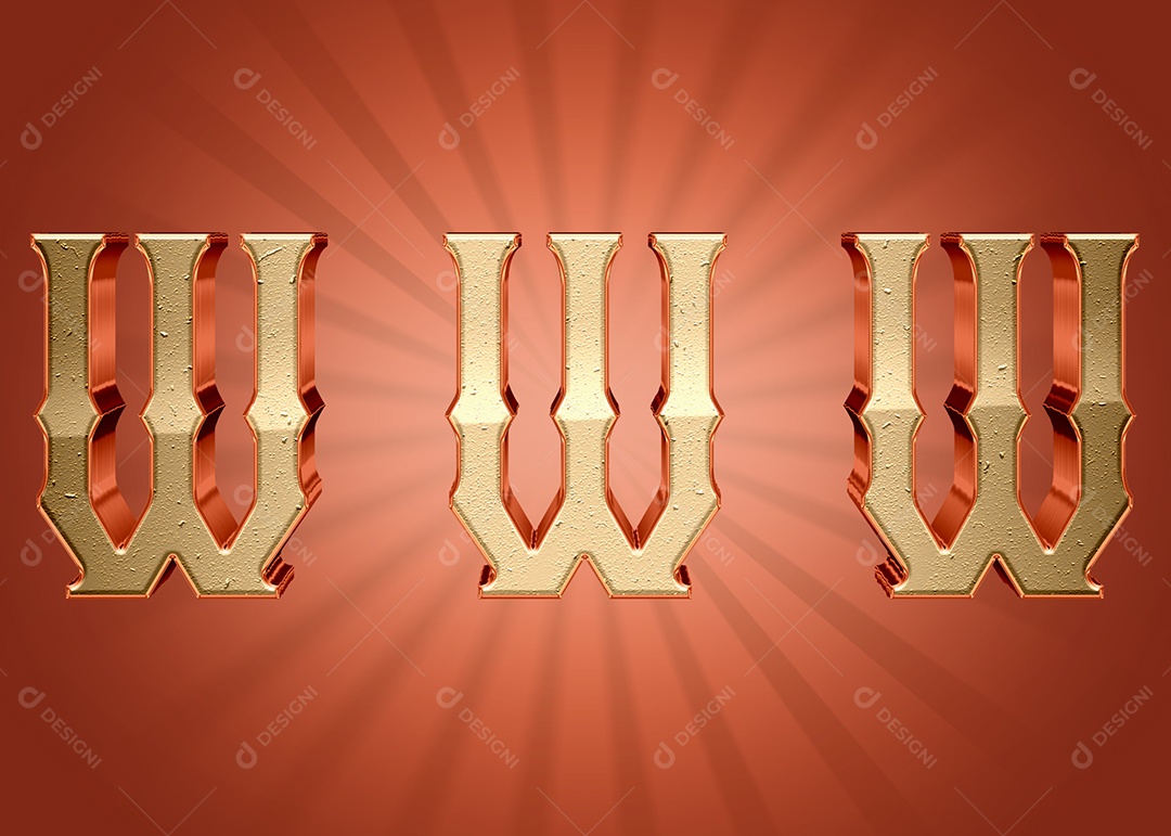 Letra W Alfabeto Elementos 3D PSD