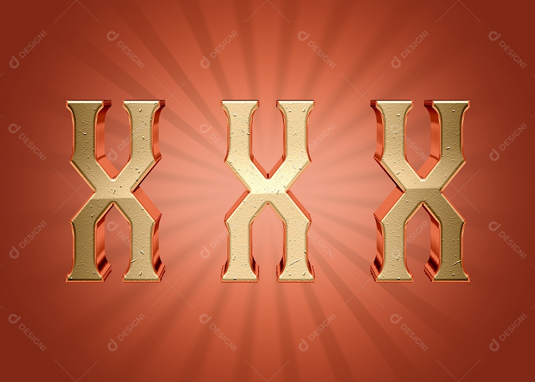 Letra X Alfabeto Elementos 3D PSD