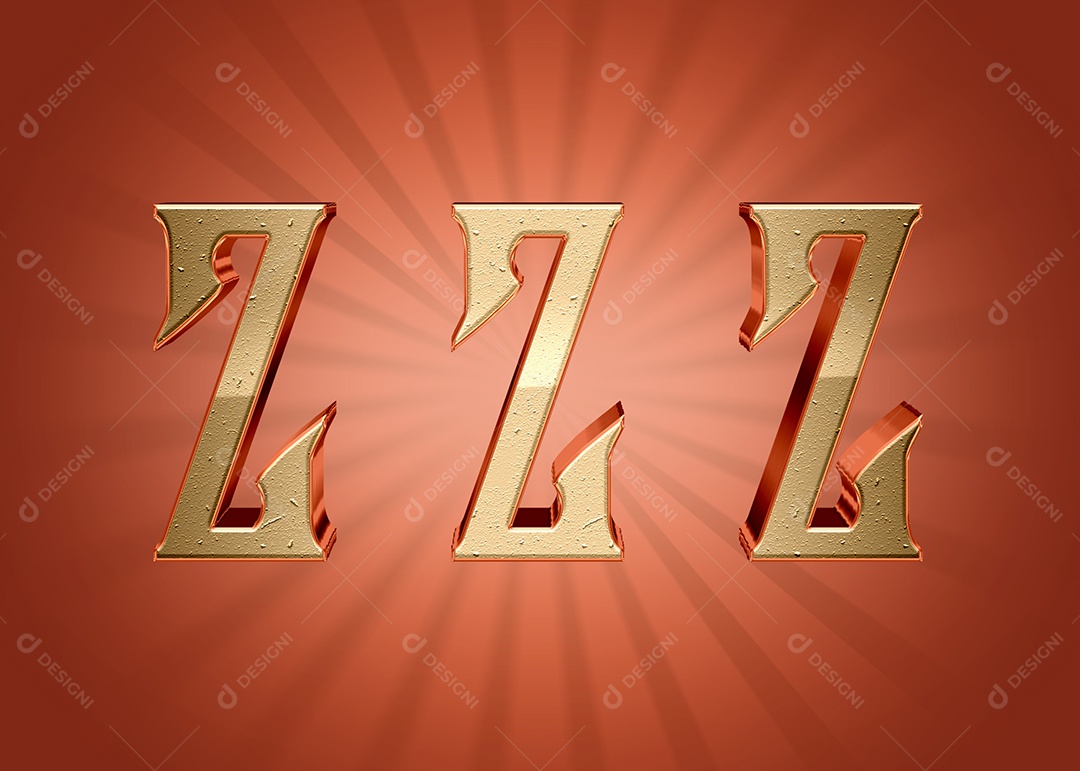 Letra Z Alfabeto Elementos 3D PSD