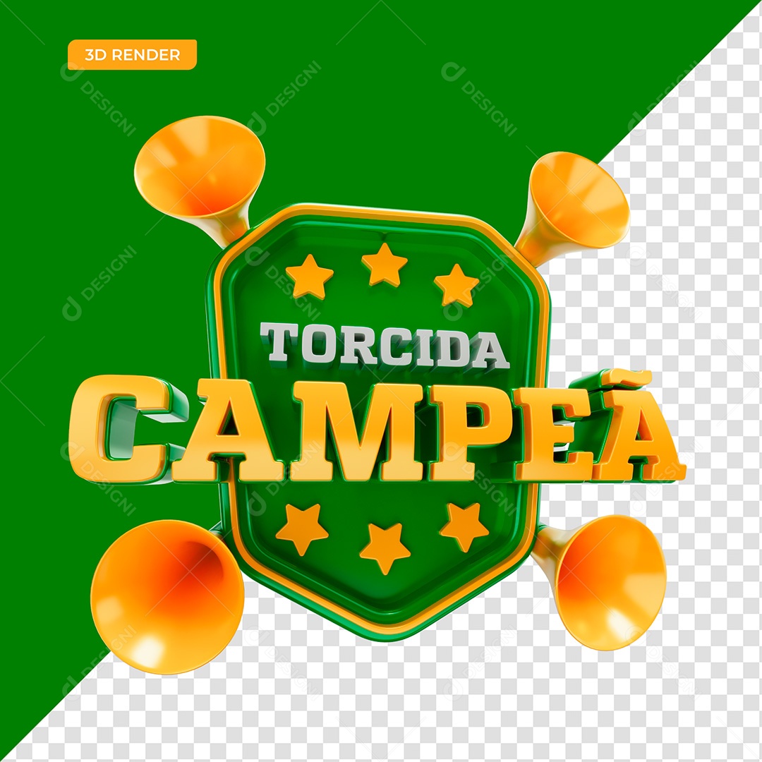 Selo 3D Para Composição Copa do Mundo Torcida Campeã PSD