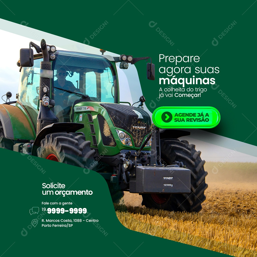 Prepare Agora suas Máquinas Peças Agropecuária Social Media PSD Editável