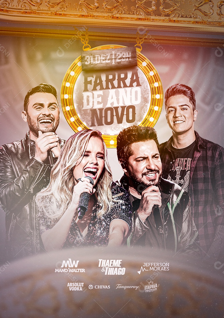 Farra de Ano Novo Flyers Social Media PSD Editável