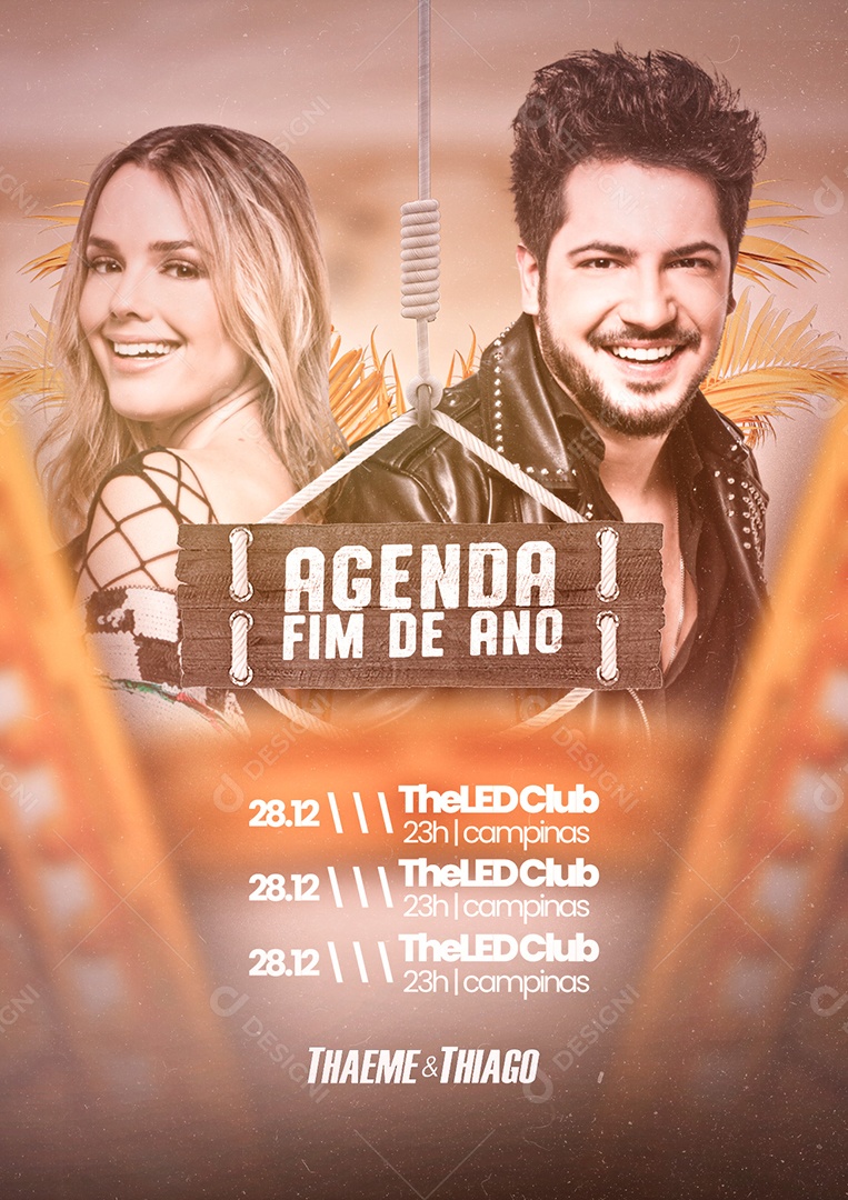 Agenda de Fim de Ano Thaeme & Thiago Flyer Ano Novo Social Media PSD Editável