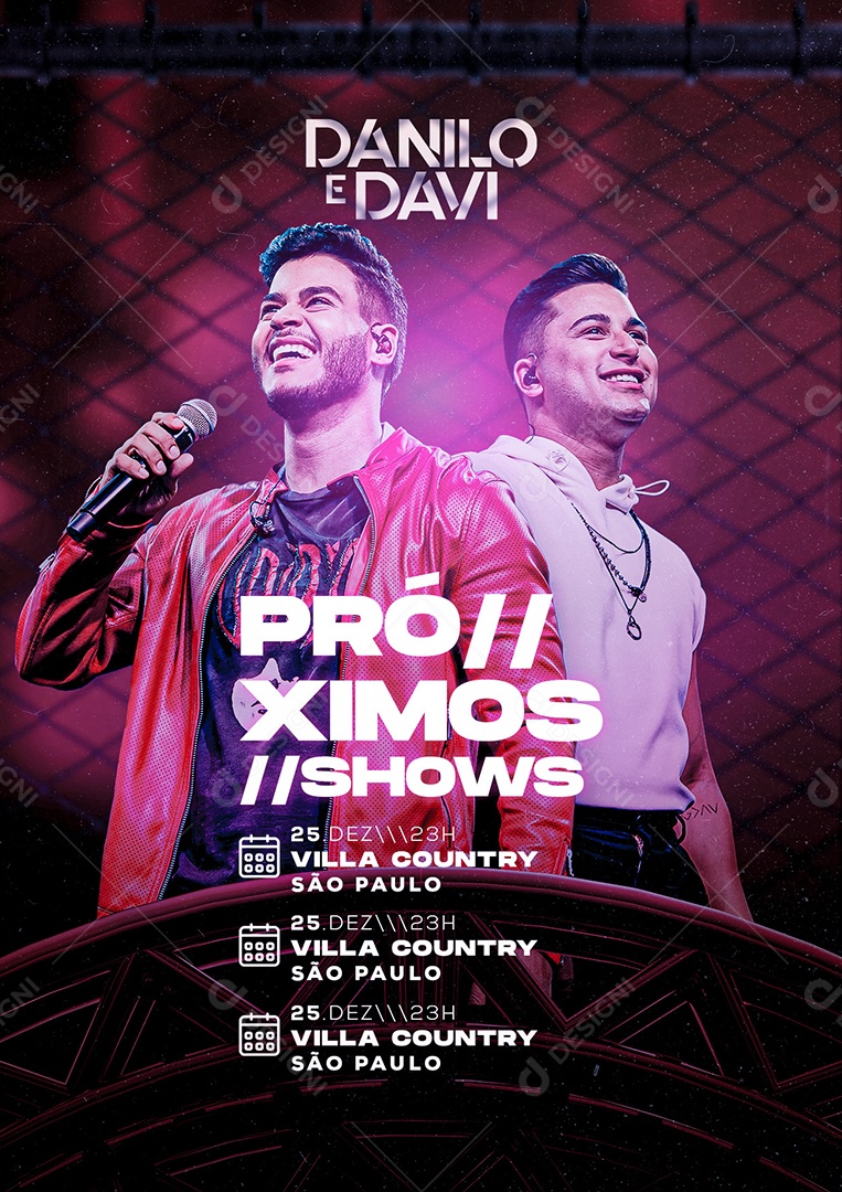 Próximos Shows Danilo e Davi Flyer Social Media PSD Editável