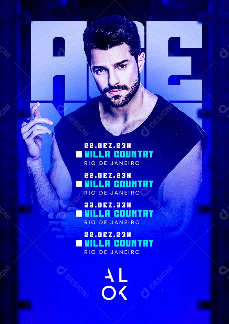 Agenda Dezembro DJ Alok Flyer Social Media PSD Editável