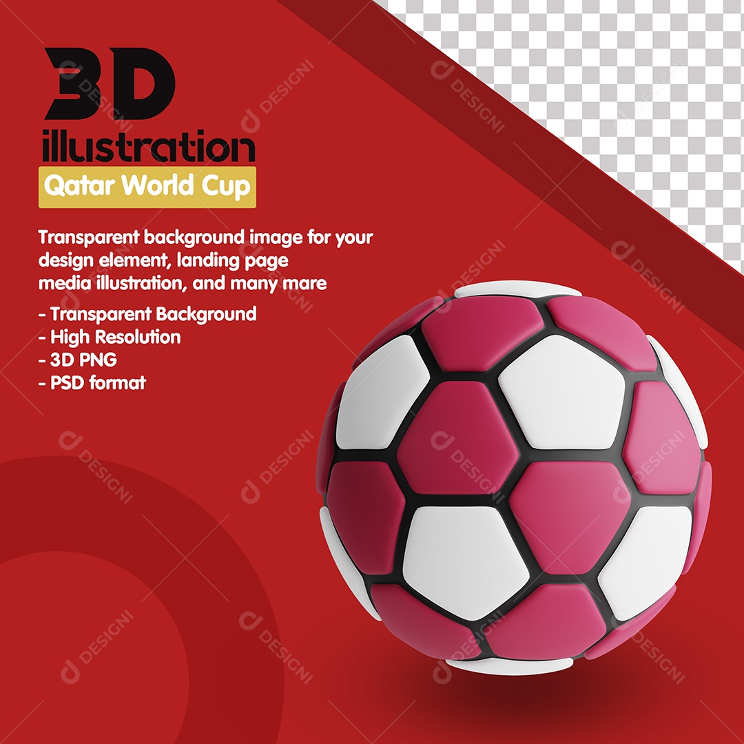 Elemento 3D Para Composição Bola de Futebol PSD