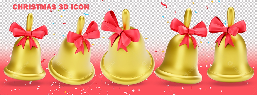 Elemento 3D Para Composição Sinos Natalinos PSD