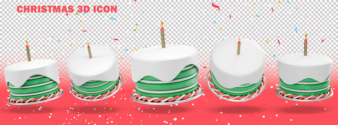Elemento 3D Para Composição Bolo de Natal PSD