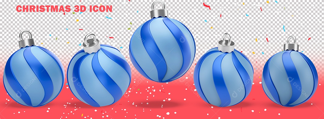 Elementos 3D Para Composição Bolas de Natal PSD