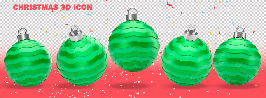Elementos 3D Para Composição Bolas de Natal PSD