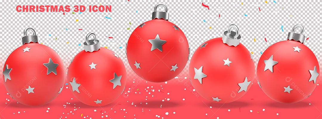Elementos 3D Para Composição Bolas de Natal PSD