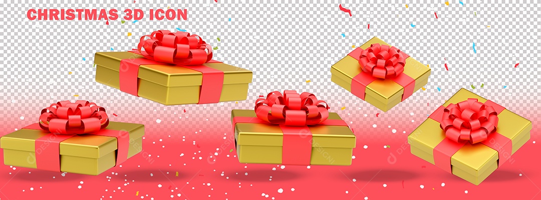 Elemento 3D Para Composição Presentes de Natal PSD