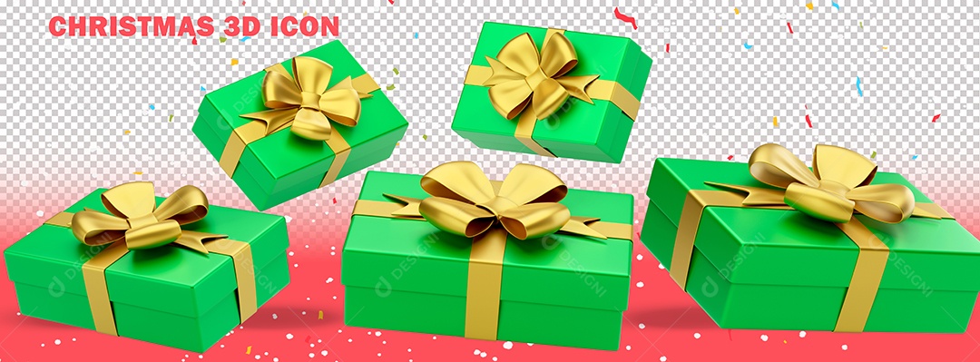 Elemento 3D Para Composição Presentes de Natal PSD