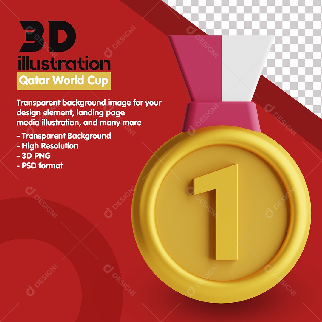Elemento 3D Para Composição Medalha PSD