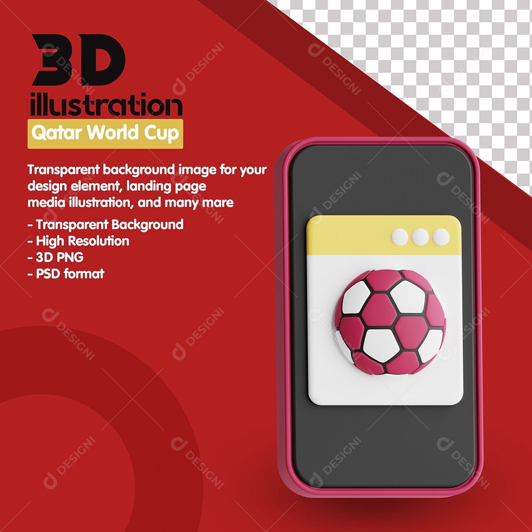 Elemento 3D Para Composição Celular Com Bola na Tela PSD