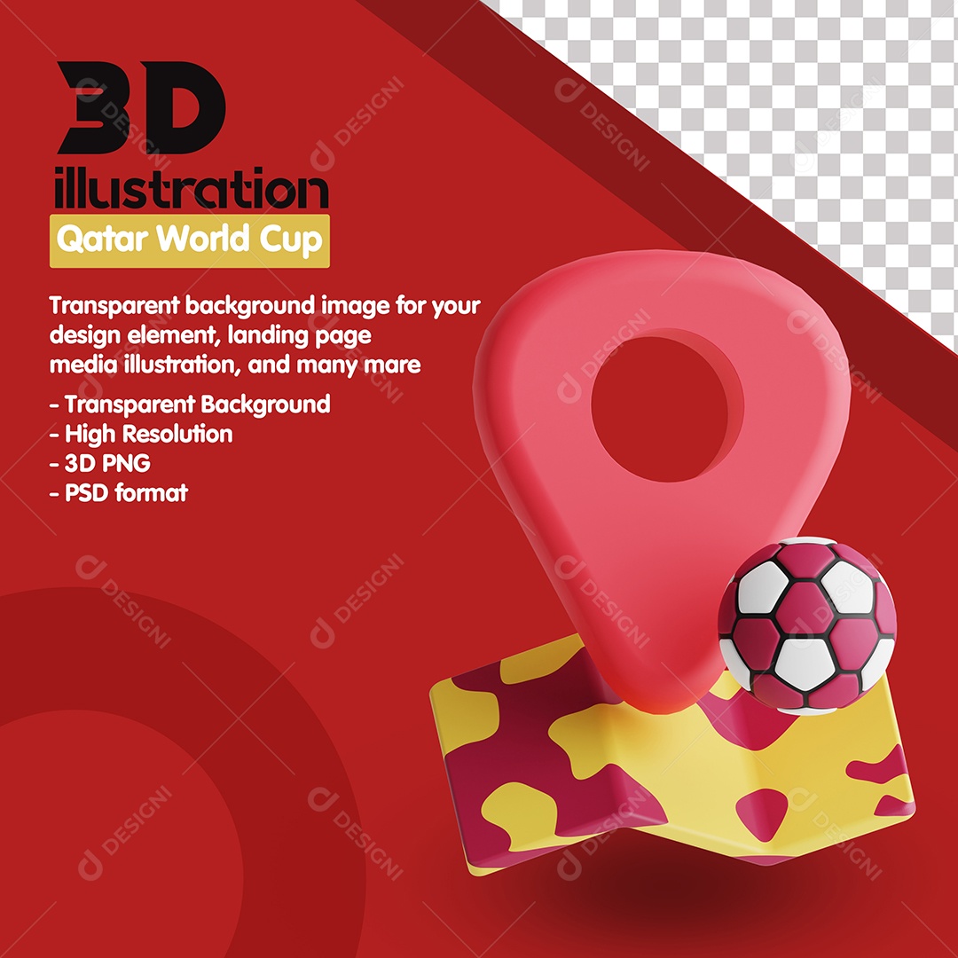 Elemento 3D Para Composição Mapa Com Localização e Bola PSD