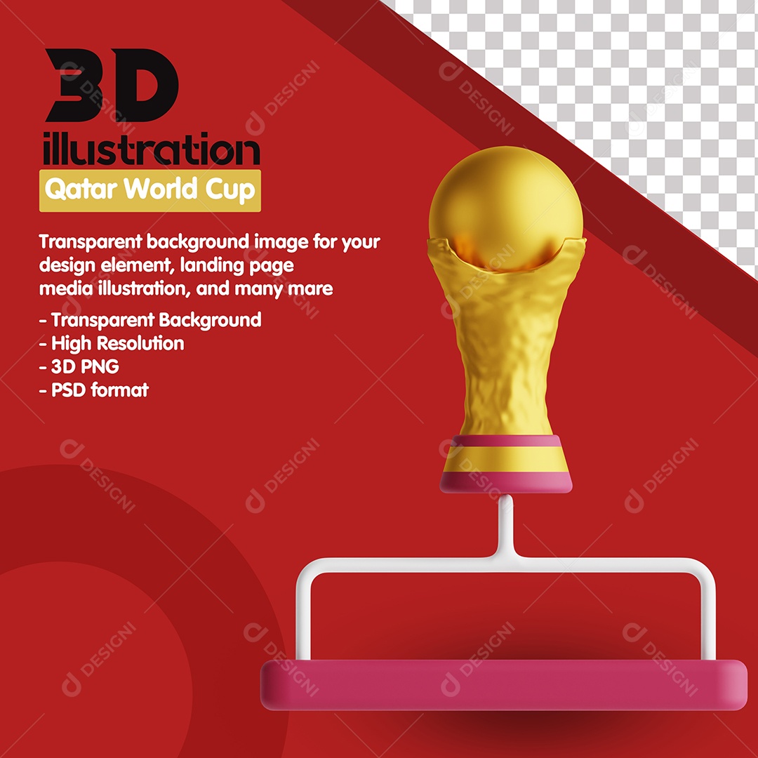 Elemento 3D Para Composição Taça da Copa do Mundo PSD