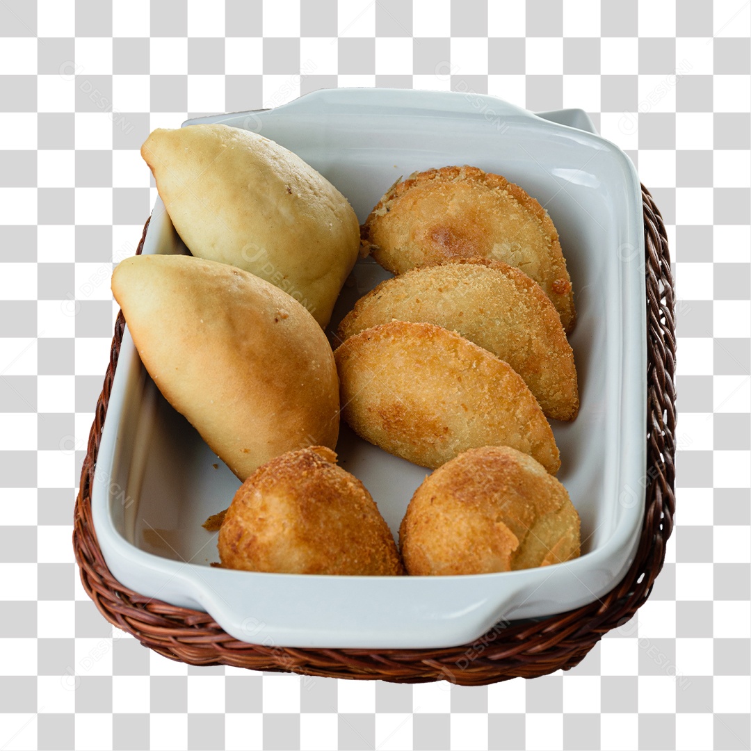 Vasilha Com Pasteis Frito PNG Transparente