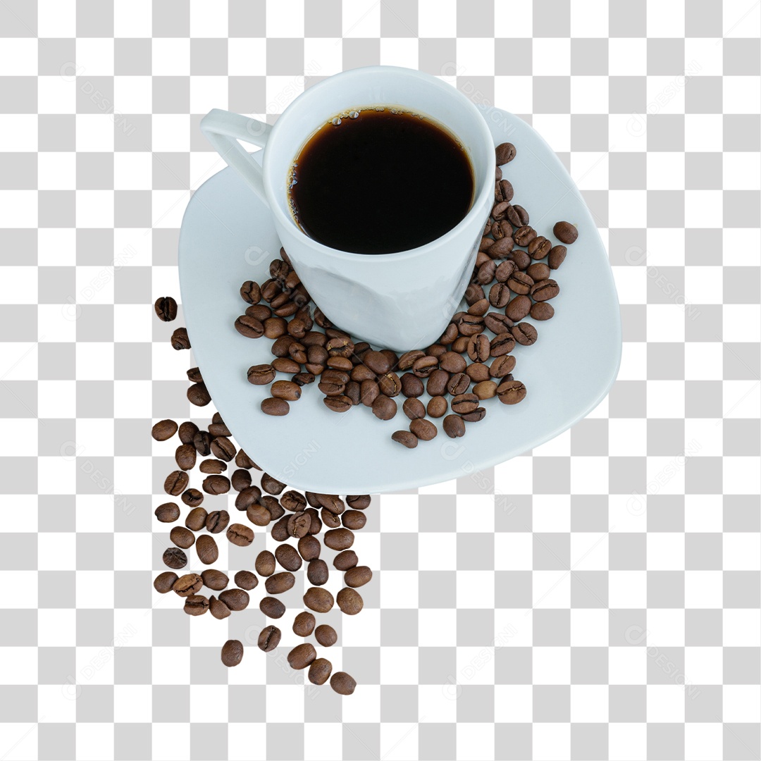 Xícara De Café e Grãos De Café PNG Transparente