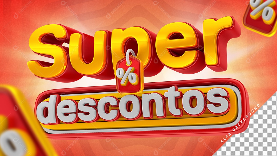 Selo 3D Super Descontos Para Composição PSD