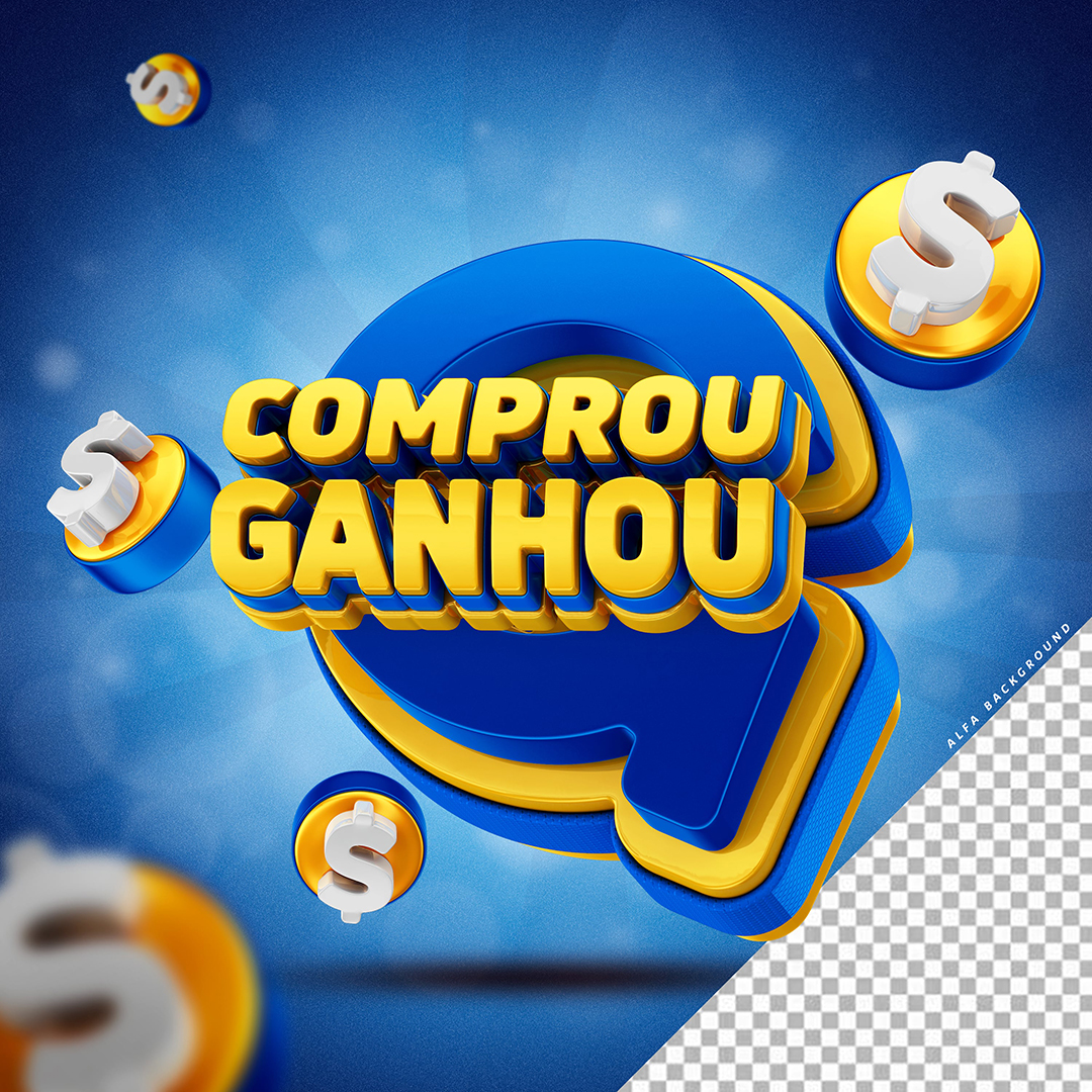 Selo Comprou Ganhou Azul Amarelo Para Composição PSD