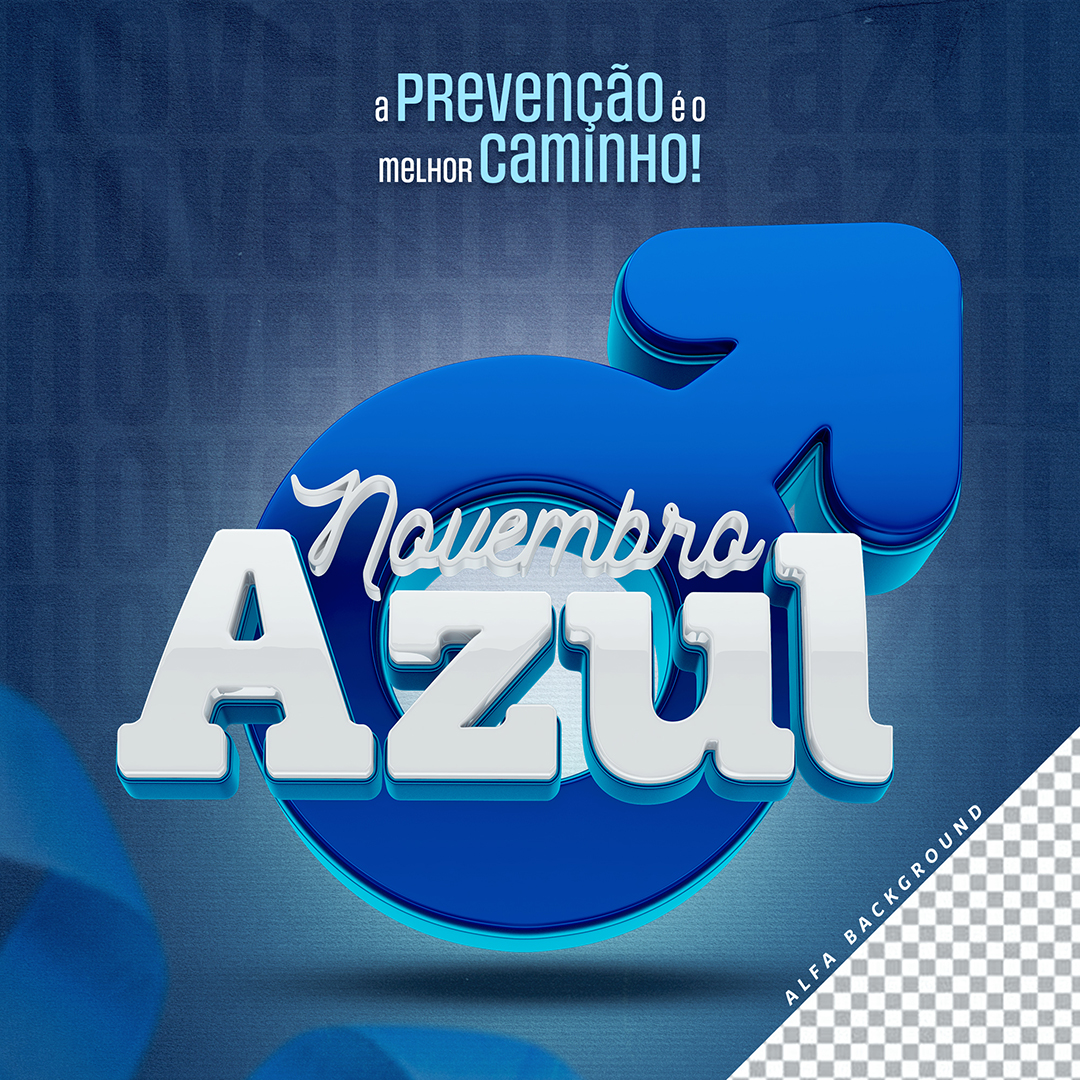 Selo Novembro Azul 3D PSD Para Composição
