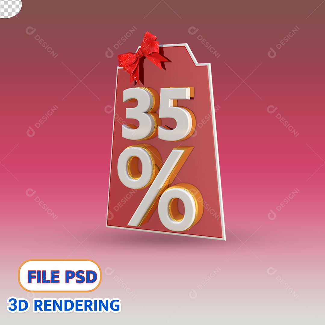 Elemento 3D Para Composição Etiqueta de Desconto 35% PSD