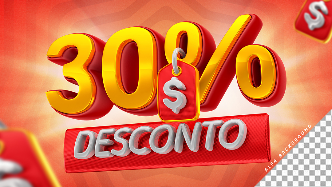 3D Stamp 30% Off For Composition PSD