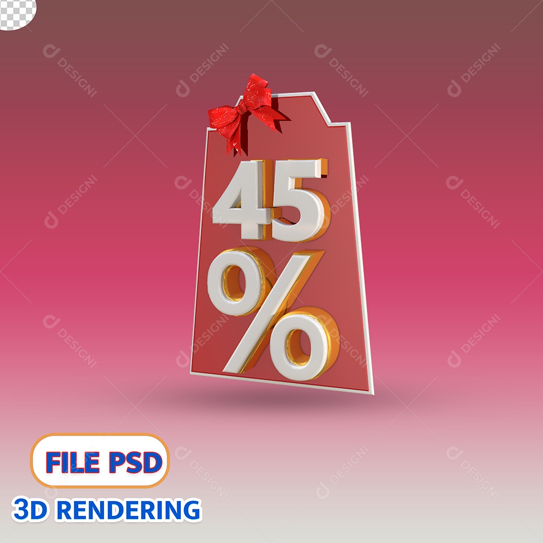 Elemento 3D Para Composição Etiqueta de Desconto 45% PSD