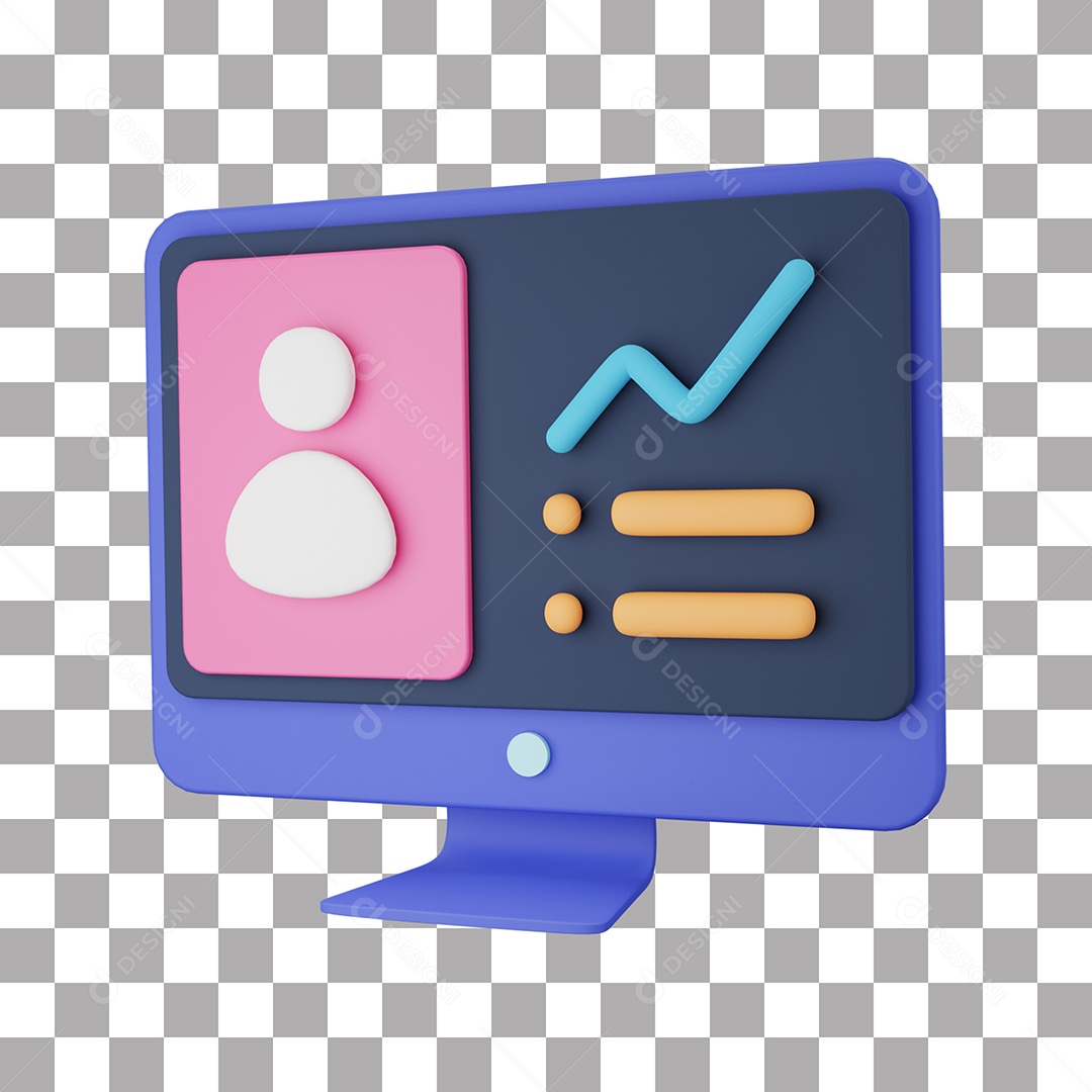 Elemento 3D Ícone de Computador Para Composição PSD