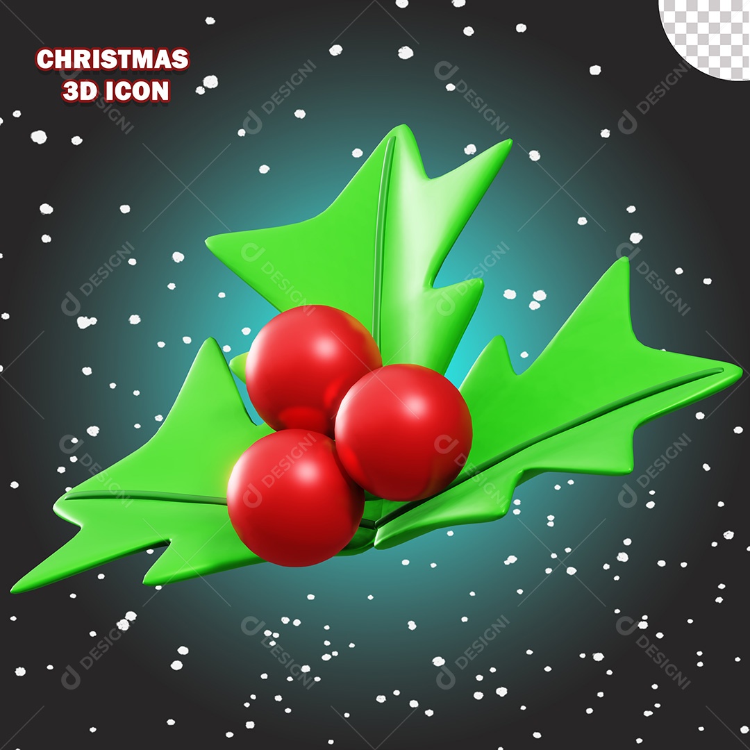 Ícone de Natal Cereja 3D PSD Para Composição