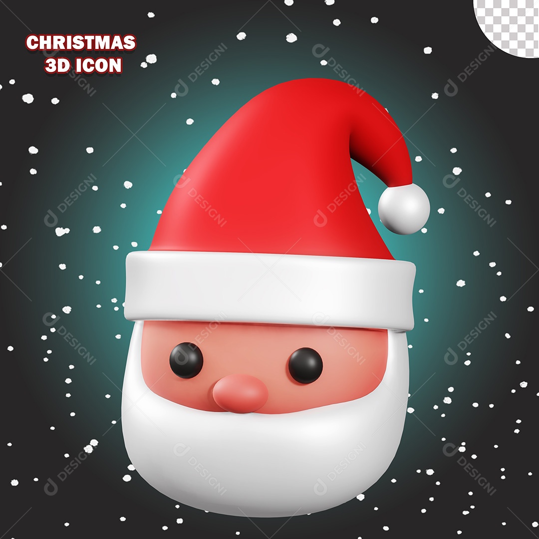 Ícone de Natal Papai Noel 3D PSD Para Composição