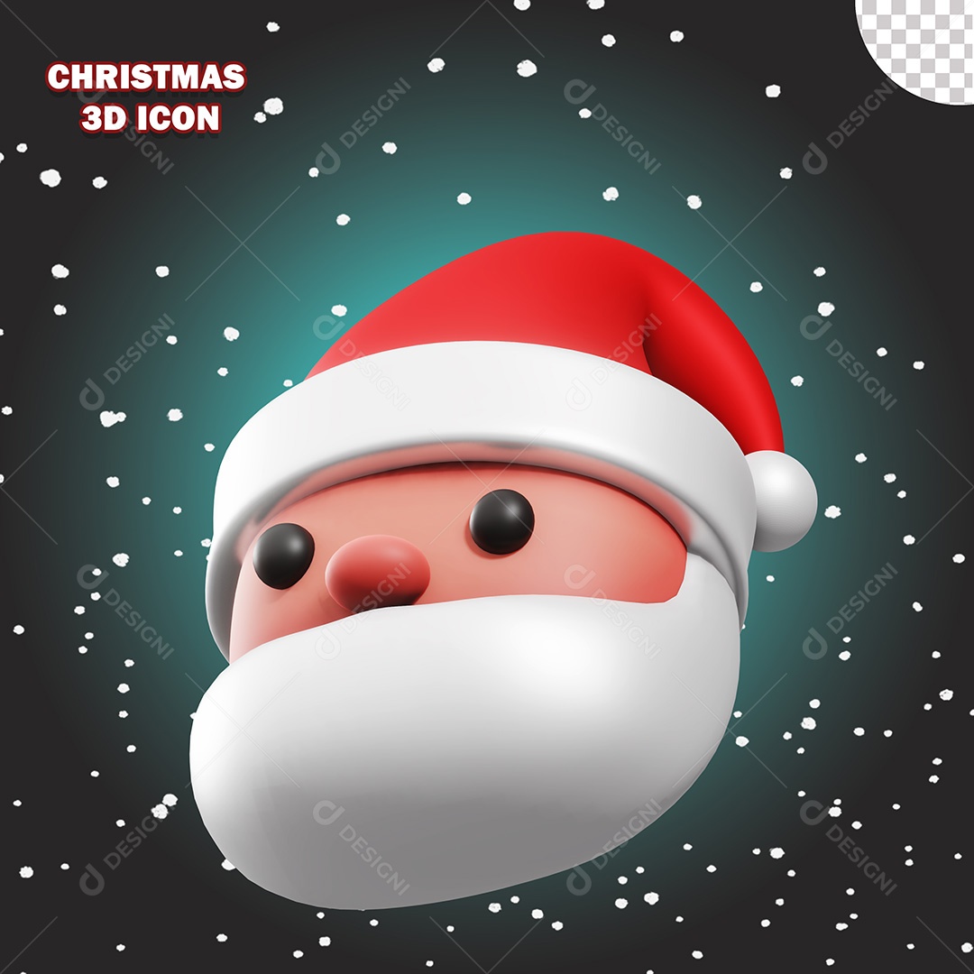 Ícone de Natal Papai Noel 3D PSD Para Composição