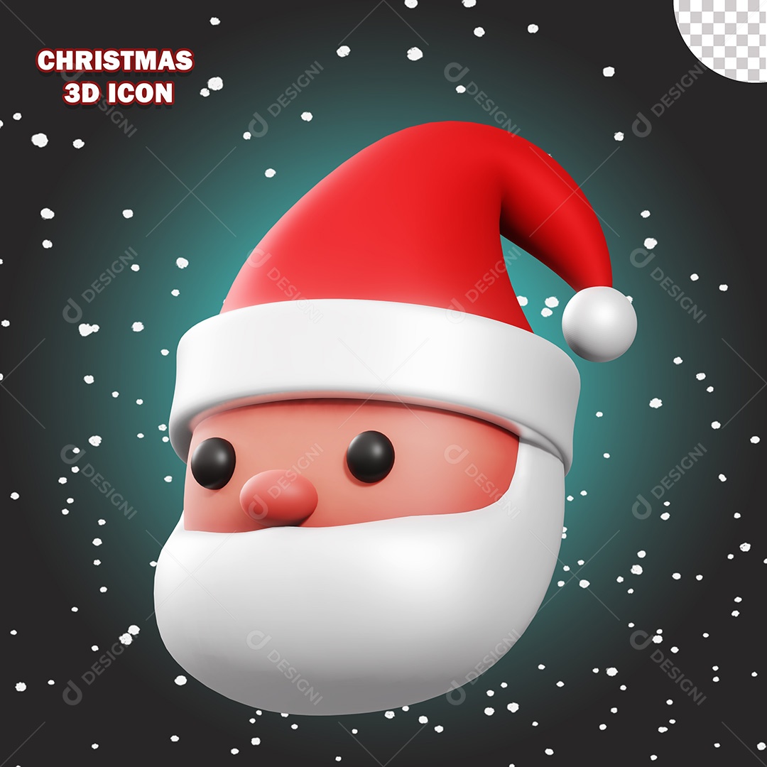 Ícone de Natal Papai Noel 3D PSD Para Composição