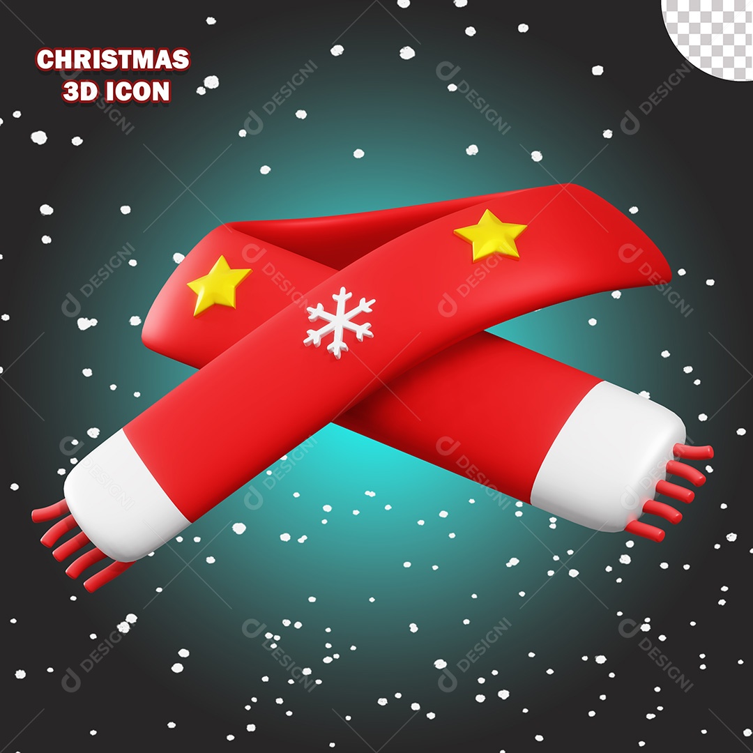 Ícone de Natal Cachecol  3D PSD Para Composição