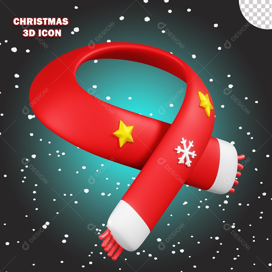 Ícone de Natal Cachecol 3D PSD Para Composição