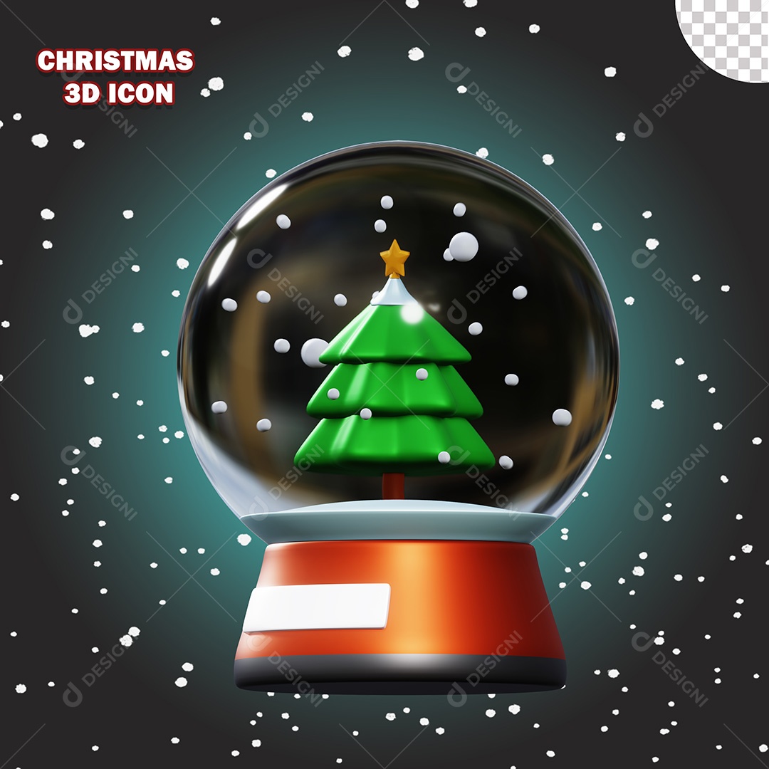 Ícone de Natal Globo de Neve 3D PSD Para Composição