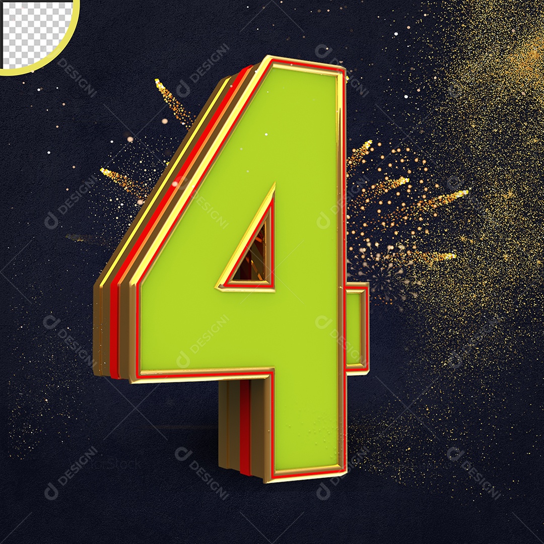 Número 4 Elemento 3D Para Composição PSD