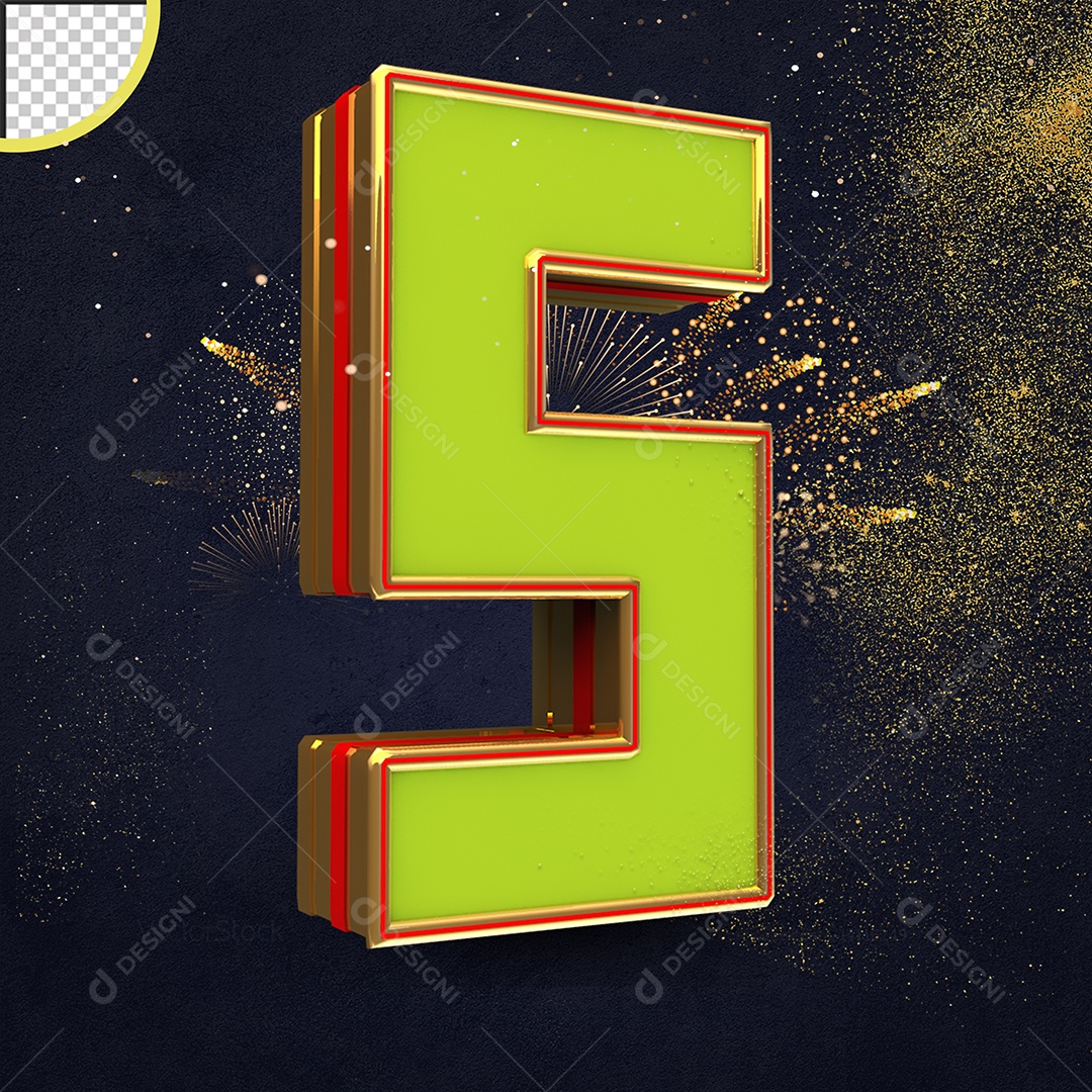 Número 5 Elemento 3D Para Composição PSD