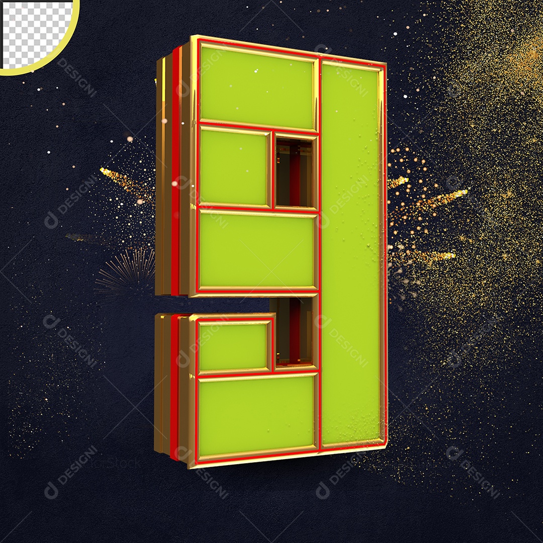 Número 9 Elemento 3D Para Composição PSD