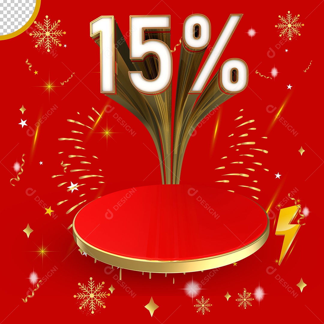 Elemento 3D Para Composição Podium 15% de Desconto PSD