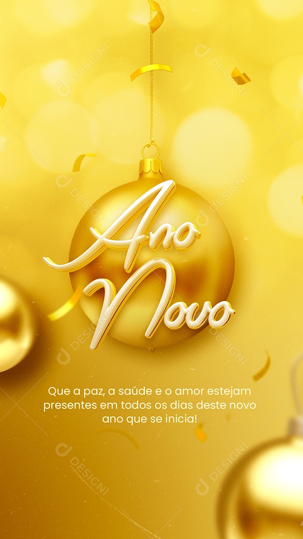 Story Que a Paz a Saúde e o Amor Estejam Presente Feliz Ano Novo Social Media PSD Editável