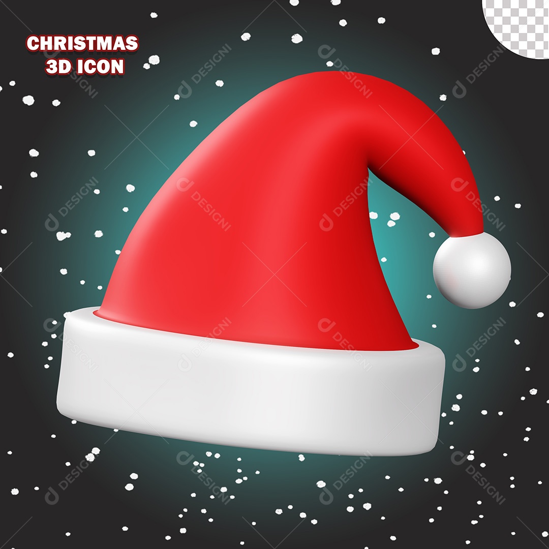 Ícone de Natal Gorro do Papai Noel 3D PSD Para Composição