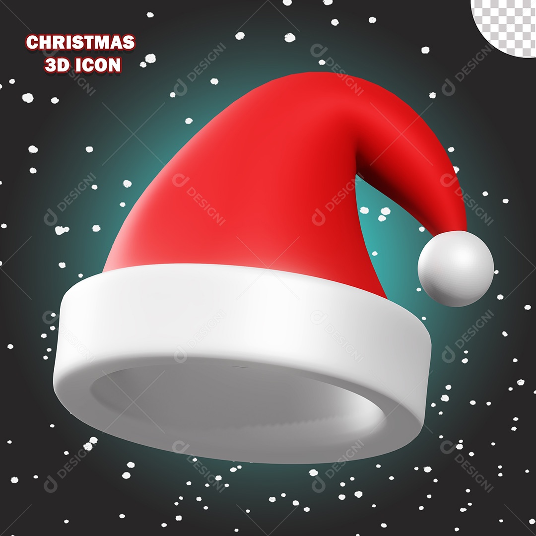 Ícone de Natal Gorro do Papai Noel 3D PSD Para Composição