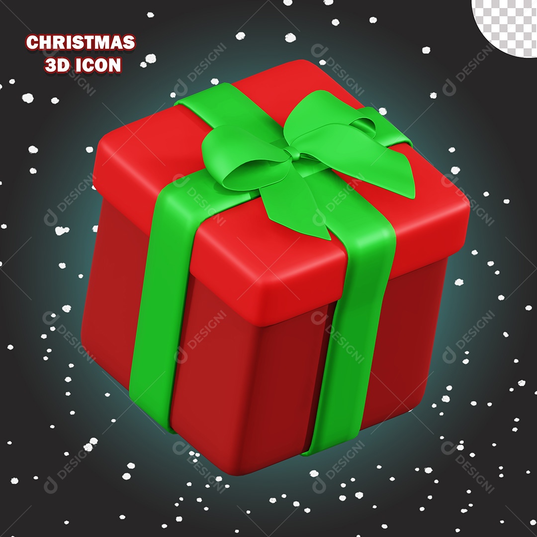Ícone de Natal Caixa de Presente 3D PSD Para Composição