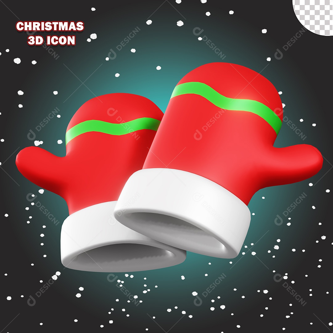 Ícone de Natal Luvas de Natal 3D PSD Para Composição