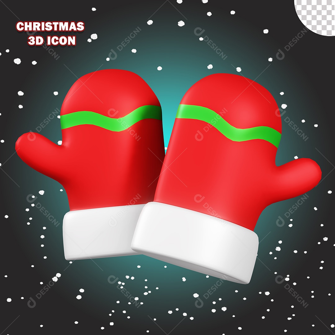 Ícone de Natal Luvas de Natal 3D PSD Para Composição
