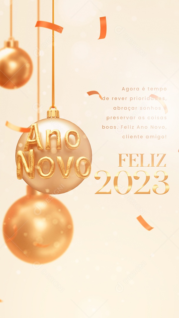 Story Feliz Ano Novo 2023 Social Media PSD Editável