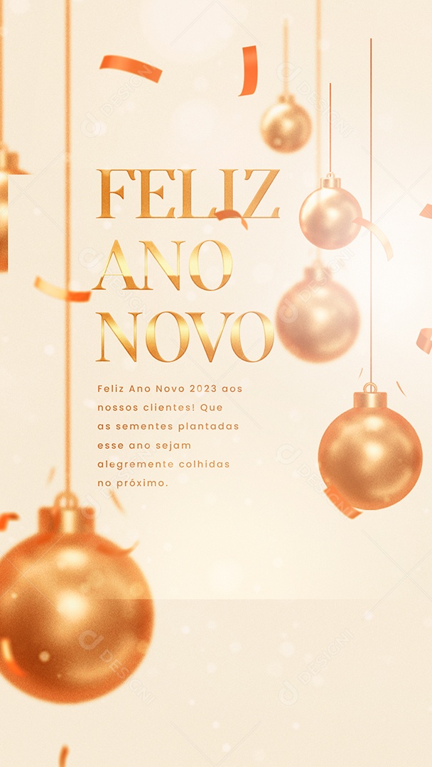 Story Feliz Ano Novo 2023 aos Nossos Clientes Social Media PSD Editável