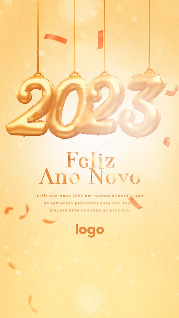 Story Feliz Ano Novo 2023 aos Nossos Clientes Social Media PSD Editável